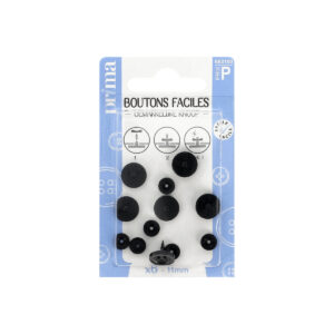 Boutons sans coutures noir 11mm x6 - Prima Mercerie