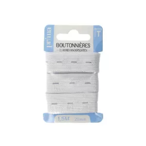 Élastique boutonnières blanc 1M50x20MM