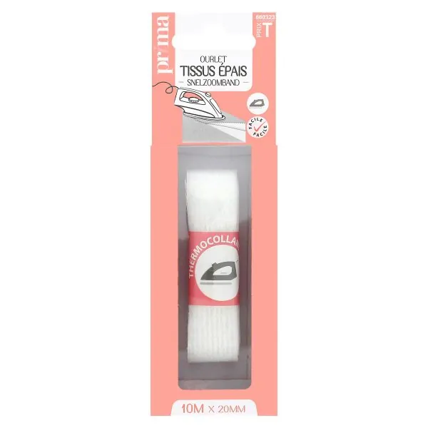 Ourlet thermocollant pour tissu épais 10m x 20mm