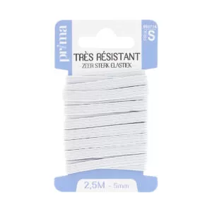 Elastique résistant blanc 2m50x5mm - Prima Mercerie
