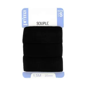 Elastique souple noir 1m50x20mm - Prima Mercerie