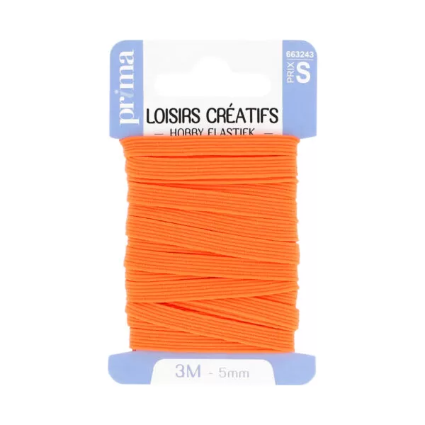 Elastique fantaisie orange 3mx5mm - Prima Mercerie