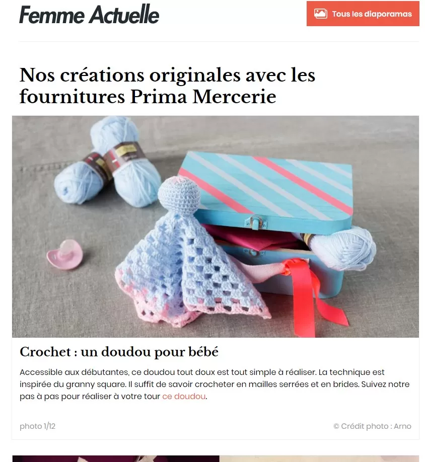 Article femme actuelle nos créations prima mercerie
