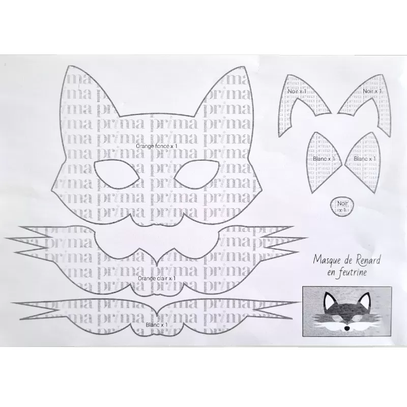 Patron à découper - Comment réaliser un masque renard en feutrine - Prima Mercerie Patron à découper pour réaliser le masque renard
