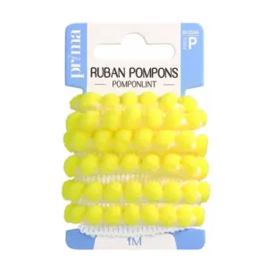 Ruban pompons colorés - Jaune